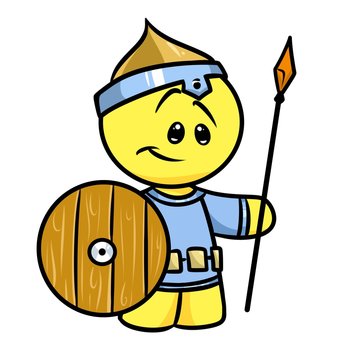 Smiley character medieval warrior cartoon illustration  image

