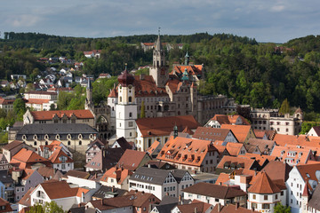 Ausblick auf das Schloss der Hohenzollern in Sigmaringen im Oberen Donautal
