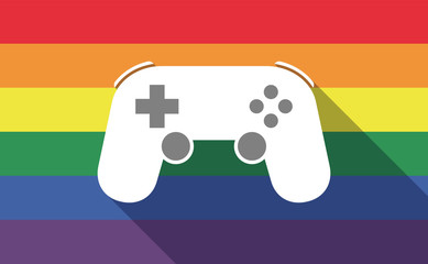 Long shadow gay pride flag with  a game pad