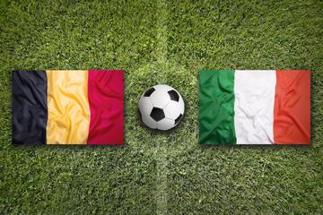 Belgium vs. Italy flags on soccer field