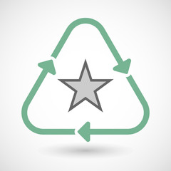 Line art recycle sign icon with  the red star of communism icon