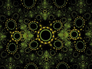 Green rings. Abstract computer generated picture