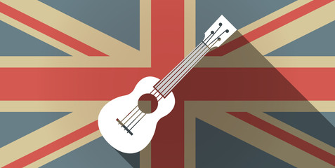 Long shadow UK flag icon with  an ukulele