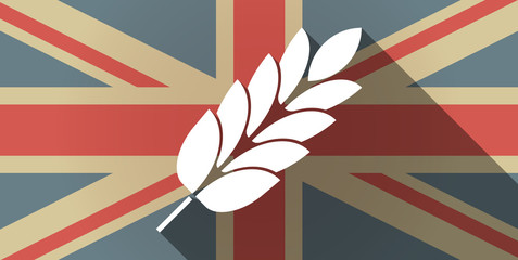 Long shadow UK flag icon with  a wheat plant icon