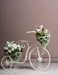  bicycle with a basket of flowers roses for decoration gaden