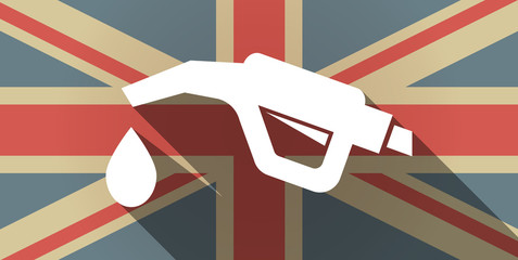 Long shadow UK flag icon with  a gas hose icon
