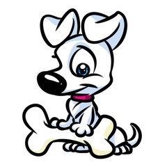 Happy Puppy cartoon illustration isolated image animal character
