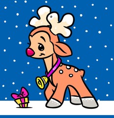 Christmas  deer mini gifts cartoon illustration 