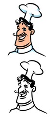 Cook  demonstration  emblem logo cartoon illustration  contour illustration 