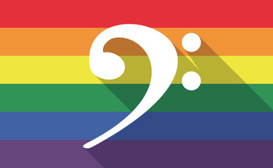 Long shadow gay pride flag with an F clef