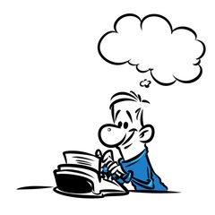 Man writer typewriter cartoon illustration