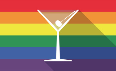 Long shadow gay pride flag with a cocktail glass