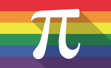 Long shadow gay pride flag with the number pi symbol