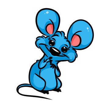 Little Blue Mouse amaze cartoon illustration
