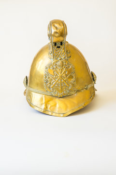 British Other Ranks Merryweather Brass Fire Helmet, front view
