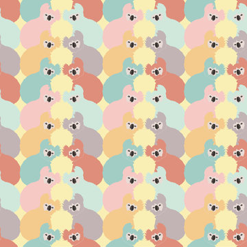 Seamless pattern of colourful hand drawn koala bears. Koala. Vector illustration for your design.
