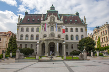 Fototapeta na wymiar Building of University of Ljubljana, Slovenia, Europe.