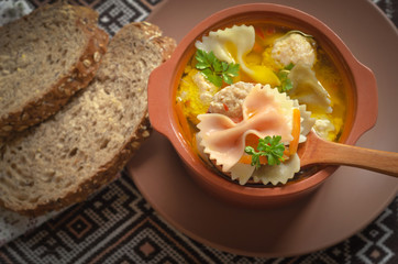 Italian soup, on the old boards
