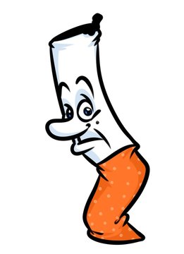 Cigarette character cartoon illustration isolated image