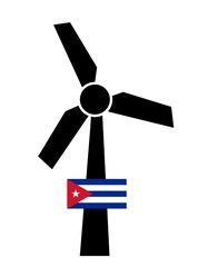 Drapeau de Cuba sur une éolienne