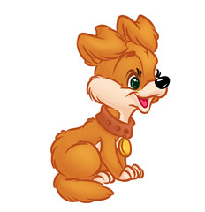 Happy Puppy cartoon illustration isolated image animal character