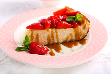 Slice of cheesecake with strawberry