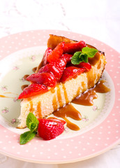 Slice of cheesecake with strawberry