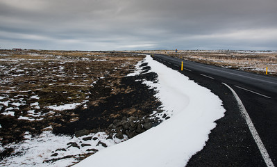 Rural empty  road in  Iceland