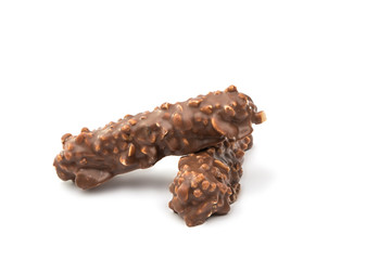 chocolate nut bar isolated