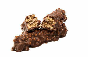 chocolate nut bar isolated
