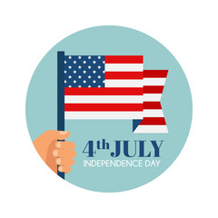 Independence Day in America. hand holding USA flag. 