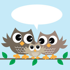 cute little owl family