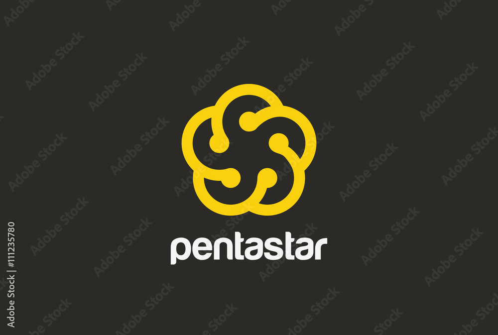 Poster Infinity Loop Five Point Star Logo design vector template Linear