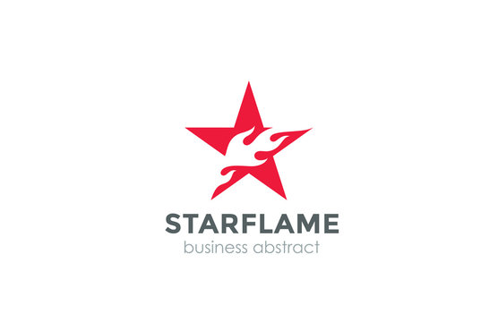 Red Star Burning Fire flame Logo abstract design vector template