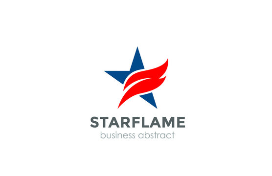 Corporate Blue Star Red flame Logo abstract design vector templa