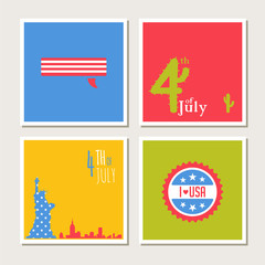 Happy independence day, United States of America card set. Fourthof July. 