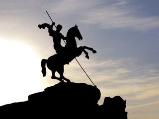 Sculpture St. George the Victorious on horse in Moscow, Russia