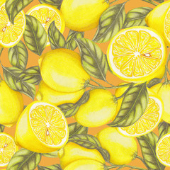 Fototapety  Seamless pattern with fresh lemons