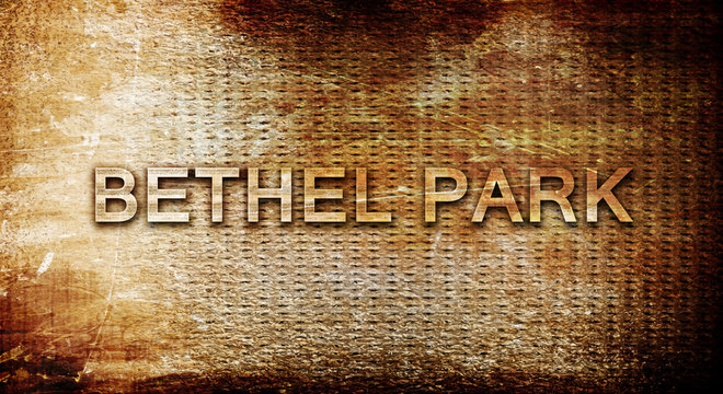 Bethel Park, 3D Rendering, Text On A Metal Background