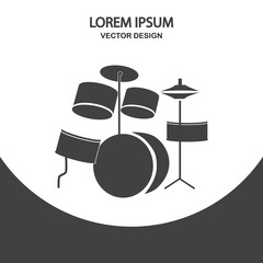 Drum set icon on the background