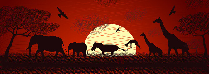 Africa safari animals vector