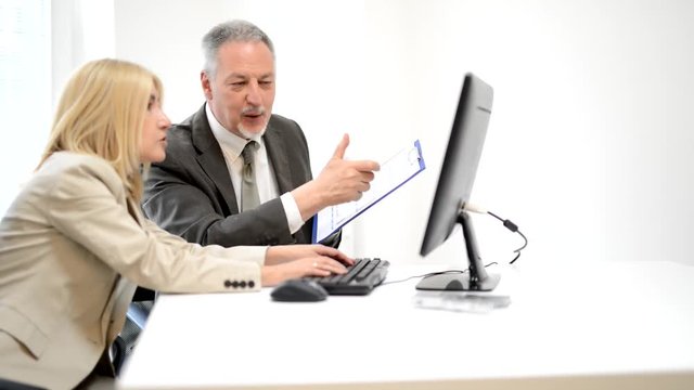 Senior colleagues working in their office
