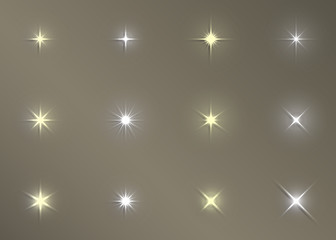 Sparkling glittering star light sun shine lens flare set