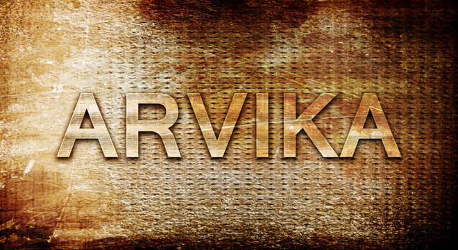 Arvika, 3D rendering, text on a metal background