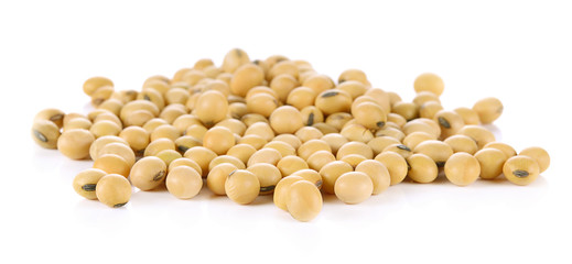 Soybeans, or soya beans, isolated on a white background