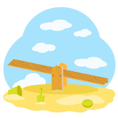 Children wooden swing