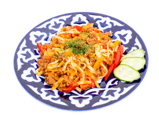 Asian style noodles with minced beef.