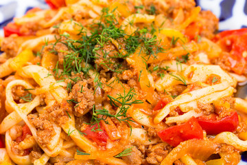 Asian style noodles with minced beef.