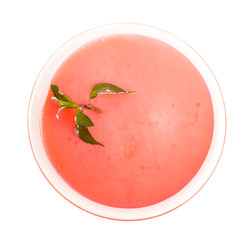 Delicious panna cotta dessert with mint.