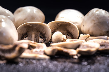 Mushrooms, vegetables, food, close-up, macro.